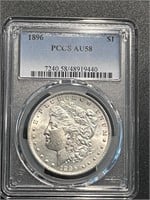 1896 Silver Morgan Dollar PCGS AU58