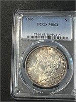 1886 Silver Morgan Dollar PCGS MS63