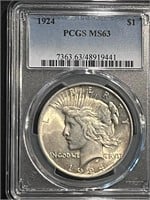 1924 Silver Peace Dollar PCGS MS63