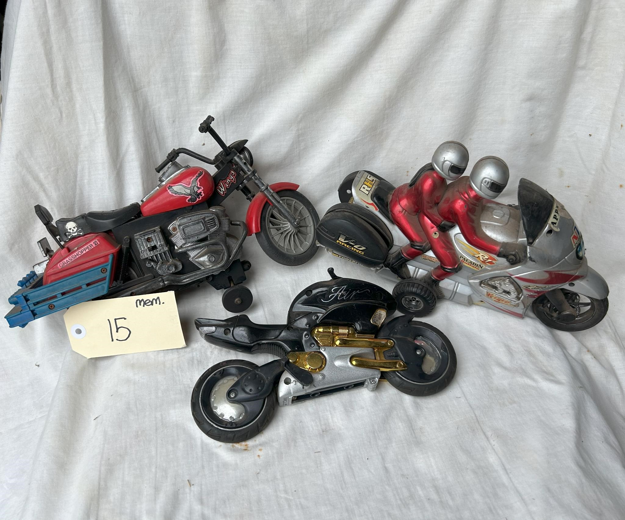 3 motorcycle toys