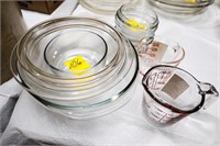 Assorted Sized Pyrex Bowls, Dessert Cups and (2)