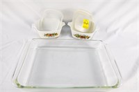 (2) Corning Serving Dishes with Plastic Lids and
