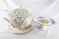 Aynsley Wild Tudor Floral Cake Plate and Cabbage