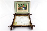 1954 Oak Park Sanitarium Certificate in Wood Frame