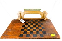 Wooden Checker Board & Towel Rack