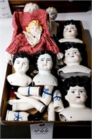 Flat of (3) Porcelain Dolls and (6) Porcelain Doll