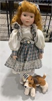 Vintage Porcelain Doll & Puppy