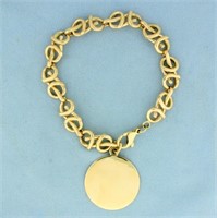 Designer Link Chain Bracelet With Large Circle Cha