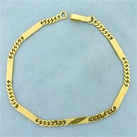 9 Inch Bar and Link Chain Link Anklet in 18K Yello
