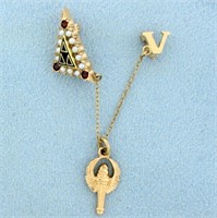 Vintage Acacia Fraternity Garnet and Pearl Pin in