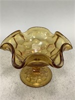 Viking Georgian Amber Honeycomb Ruffled Bowl