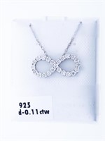 925 Sterling Silver Infinity Pendent & Chain, 23 D
