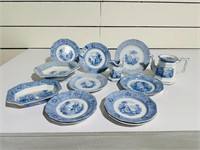 Blue & White Transferware Plates & Serving Pieces