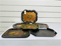 (6) Painted Metal Tole Trays