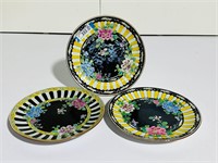 (3) Nippon Hand Painted Floral Plates