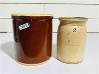(2) Pottery Crocks