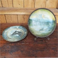 Pair of Painted Tin Plates