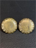 Pair Fluted Antique Horse Bridle Rosettes Brass