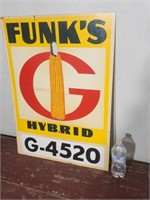 Funk's fiberglass sign has damage.