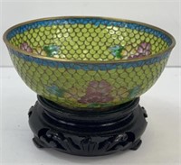 SMALL PLIQUE A JOUR STAIN GLASS CLOISONNE BOWL