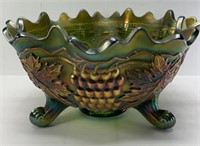 NORTHWOOD CARNIVAL GLASS FOOTED BOWL