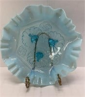 BLUE JEFFERSON OPALESCENT FOOTED BOWL