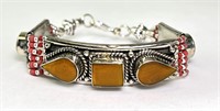 Tiebetan Silver Copal Young Amber Bracelet 56 Gr