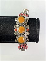 Tiebetan Silver Copal Amber/Coral Bracelet 60 Gr