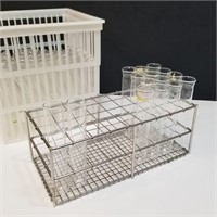 Glass Test Tubes - Test Tube Rack & Plastic Basket