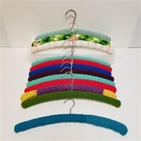 Crochet Covered Wood Hangers - 12 Multi Colored