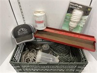 Lot: light bulb, hat, filter, misc