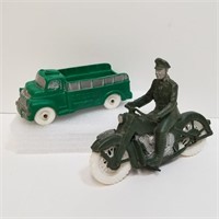 Auburn Rubber Police Motorcycle & Toy Truck