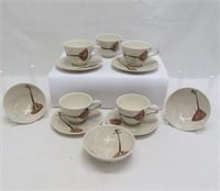 Red Wing - Lute Song Pattern - 5 Cups / 4 Saucers