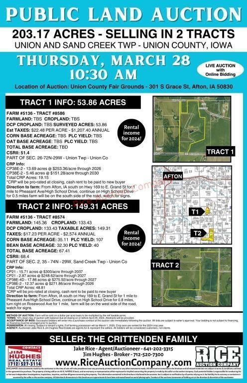 PUBLIC LAND AUCTION - 203.17 Acres Selling in 2 Tracts