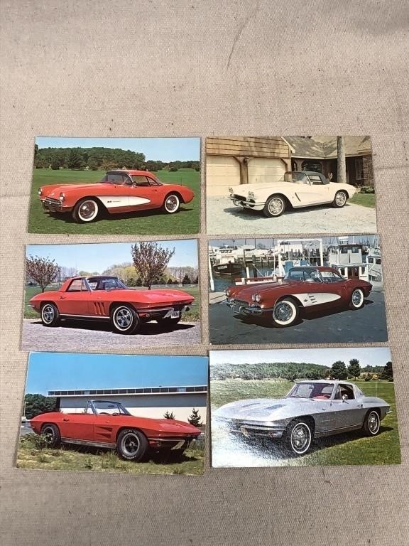 Six Chevy Corvette Postcards