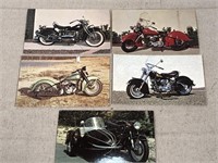 Five Motorcycles postcards