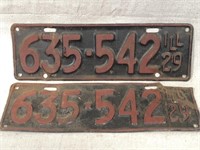 Pair of 1929 Illinois License Plates