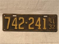 1932 Illinois License Plate