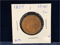 1859 Canadian Lg Penny EF40