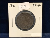 1901 Canadian Lg Penny EF40