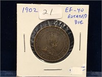 1902 Canadian Lg Penny EF40, Rotated Die