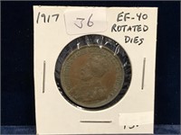 1917 Canadian Lg Penny EF40, Rotated Dies