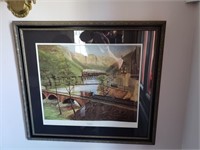 'THE NARROWS' FRAMED ART SIGNED CHARLES AMOS