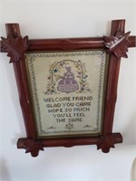 WELCOME FRIEND FRAMED NEEDLEPOINT