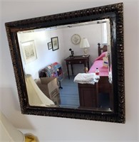 ANTIQUE BLACK PAINTED BEVELED MIRROR