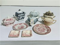 Group Lot - Transferware Lidded Dishes & MORE