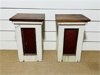 Pair of Single Drawer Wooden Podiums