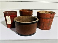 (4) Painted Wooden Buckets