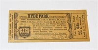 HYDE PARK BEER ADVERTISING COURTESY TICKET