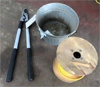 Rope, Galvanized Tub, Loppers.